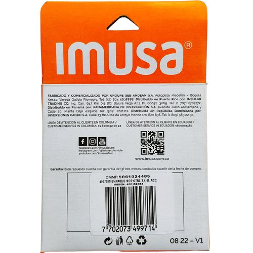 Repuesto de Empaque para Olla a Presión IMUSA Secury Plus 3L - 4,5L